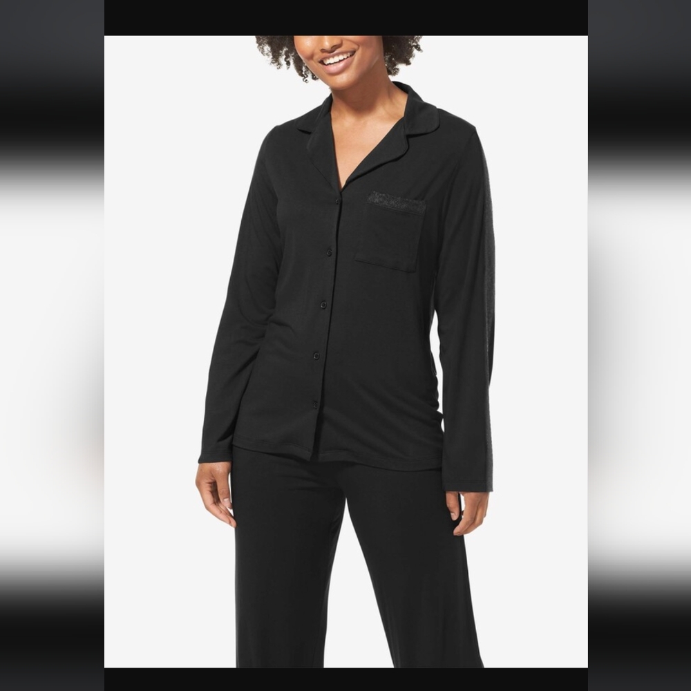 New Tommy John Women’s Lace Trim Long Sleeve Top Pant Pajama Set Small Medium